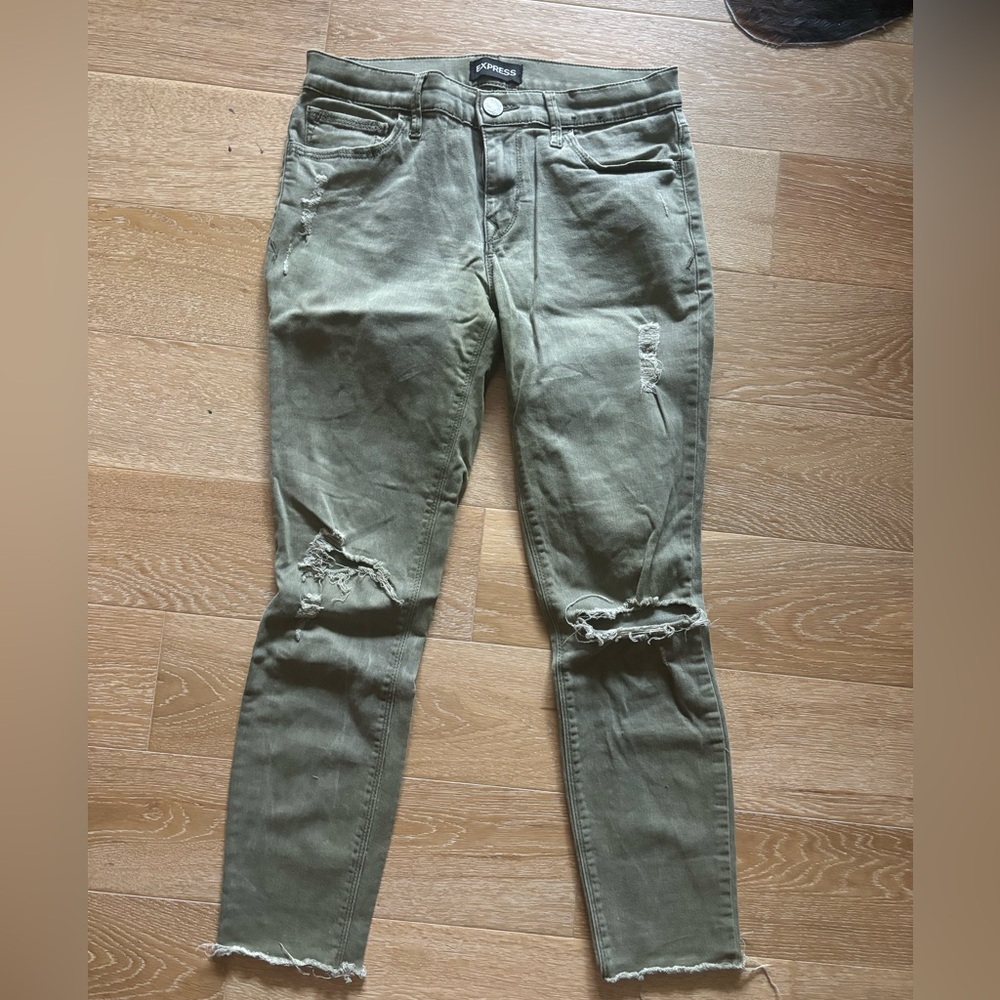 Army Green Express Mid Rise Ankle Legging Size 4R